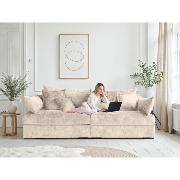 Home affaire Big-Sofa Casa XL, B: 190 cm, 4 Zierkissen, Mega-Sofa, in Cord oder Chenille-Struktur, Federkern