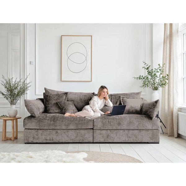Home affaire Big-Sofa Casa XL, B: 190 cm, 4 Zierkissen, Mega-Sofa, in Cord oder Chenille-Struktur, Federkern