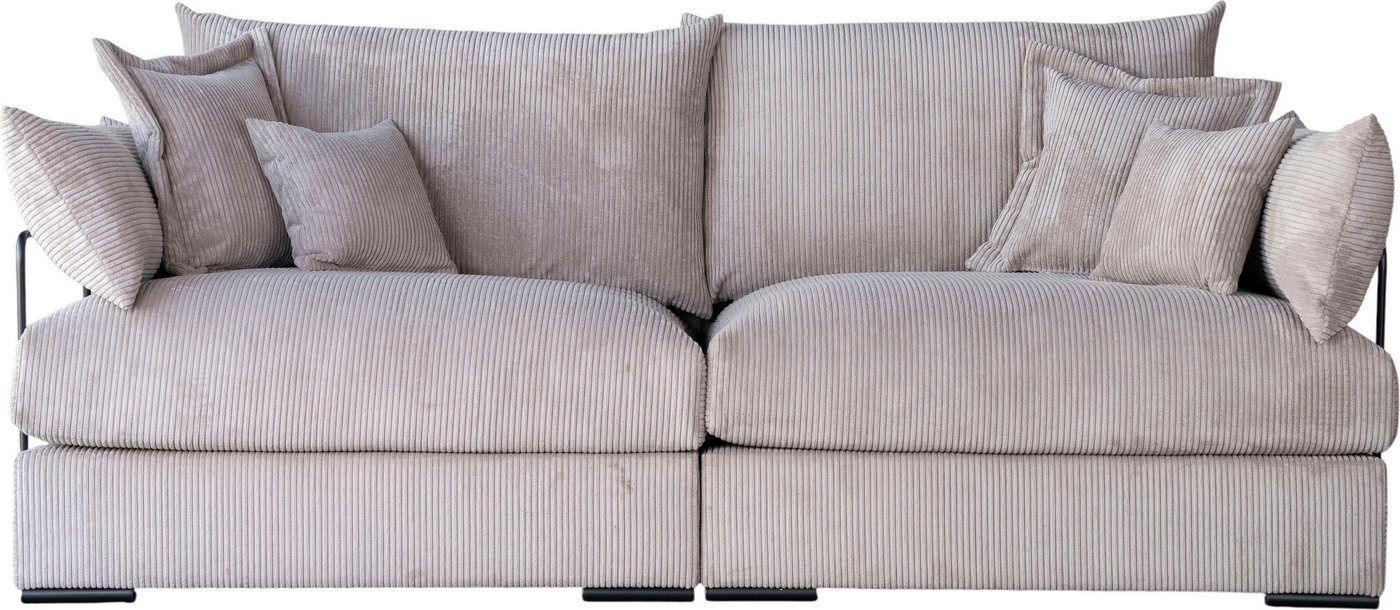 Home affaire Big-Sofa Casa XXL, B: 247 cm, 4 Zierkissen, Mega-Sofa, in Cord oder Chenille-Struktur, Federkern – Bild 2 von 5