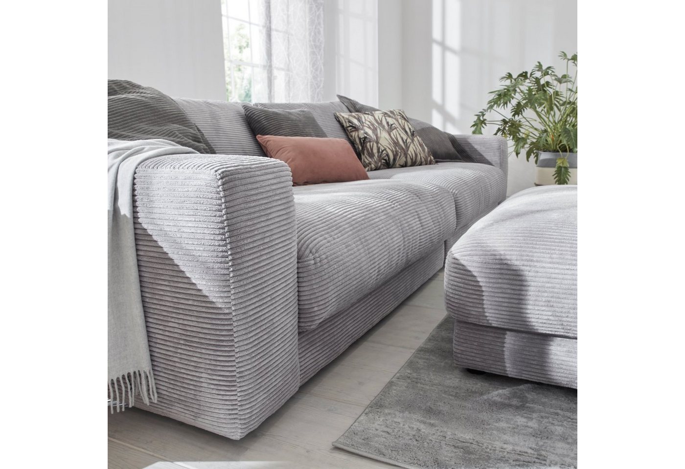 Home affaire Big-Sofa Enisa, bequeme, legere Polsterung B/T/H: 290/127/85 cm, Mega Sofa, Zeitloses und stylisches Loungemöbel, in Fein- und Breitcord – Bild 4 von 5