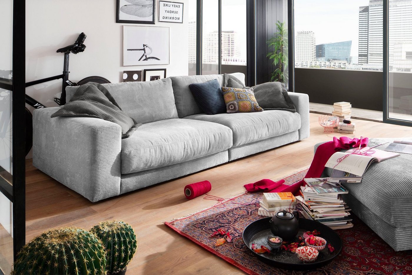 Home affaire Big-Sofa Enisa, bequeme, legere Polsterung B/T/H: 290/127/85 cm, Mega Sofa, Zeitloses und stylisches Loungemöbel, in Fein- und Breitcord – Bild 5 von 5