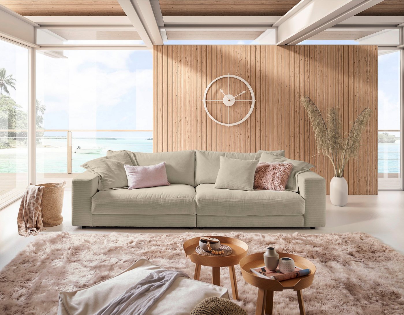 Home affaire Big-Sofa Enisa, bequeme, legere Polsterung B/T/H: 290/127/85 cm, Mega Sofa, Zeitloses und stylisches Loungemöbel, in Fein- und Breitcord – Bild 2 von 5