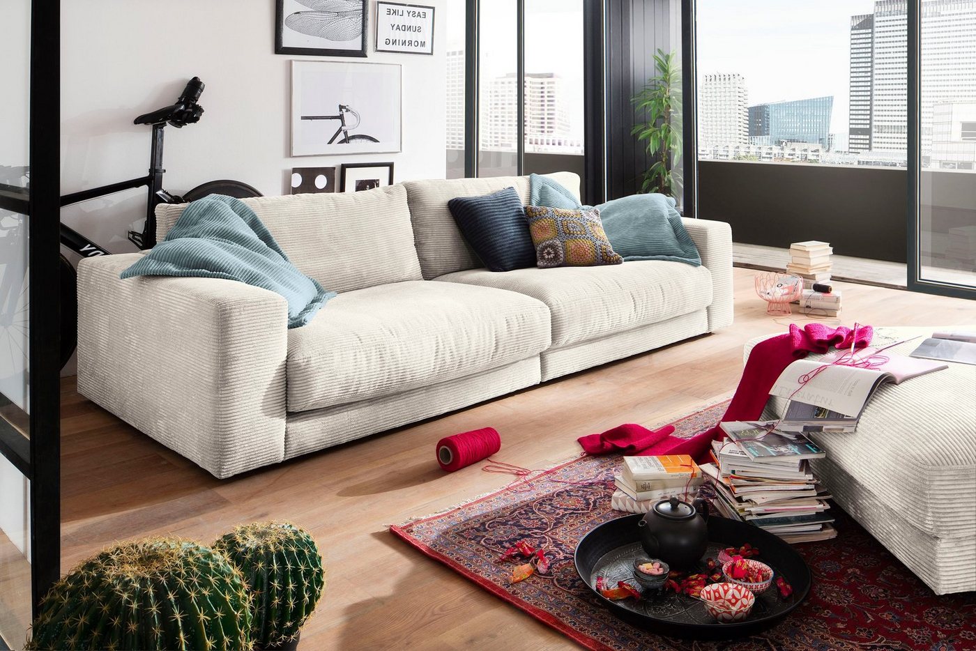 Home affaire Big-Sofa Enisa, bequeme, legere Polsterung B/T/H: 290/127/85 cm, Mega Sofa, Zeitloses und stylisches Loungemöbel, in Fein- und Breitcord – Bild 2 von 5