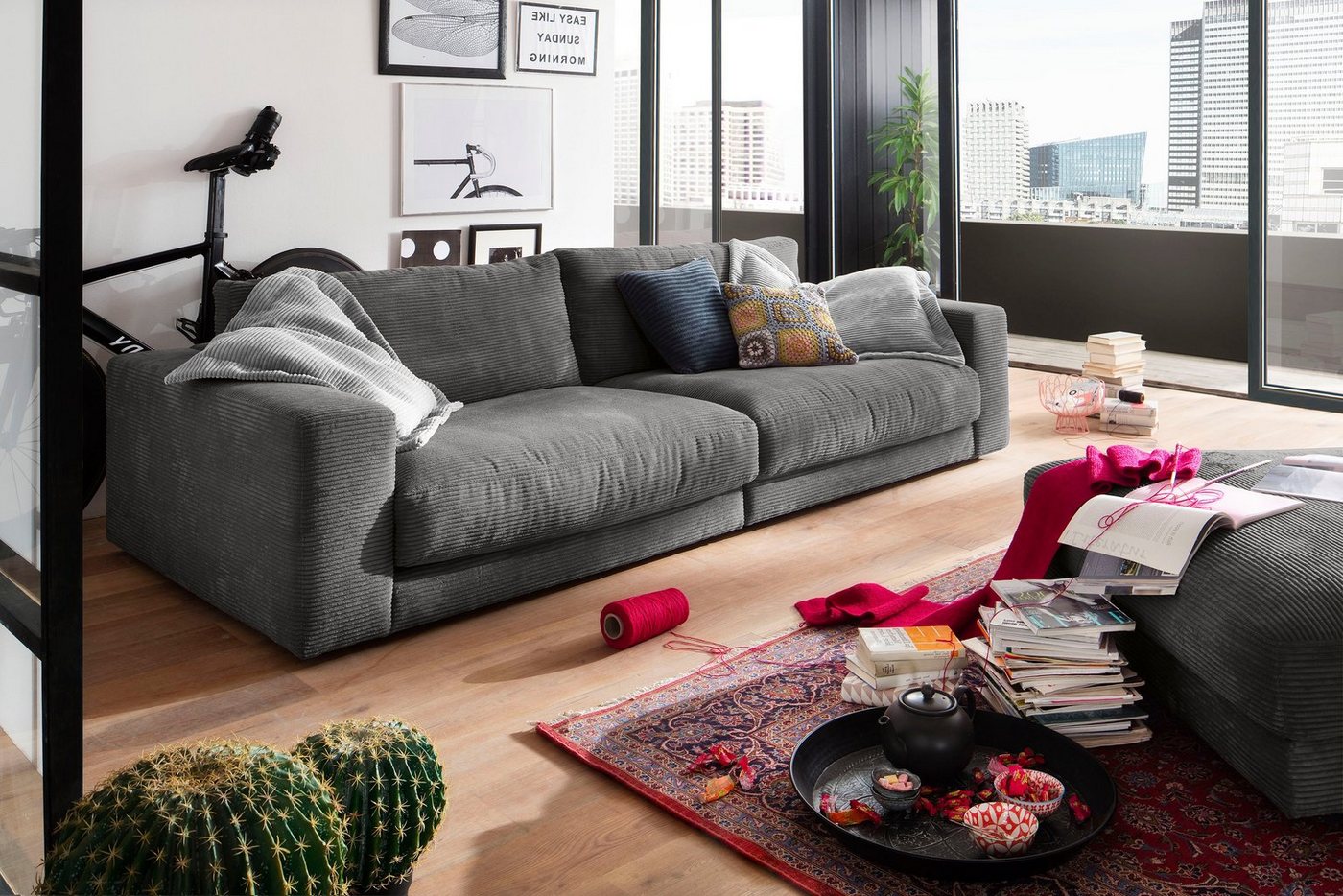 Home affaire Big-Sofa Enisa, bequeme, legere Polsterung B/T/H: 290/127/85 cm, Mega Sofa, Zeitloses und stylisches Loungemöbel, in Fein- und Breitcord – Bild 2 von 5