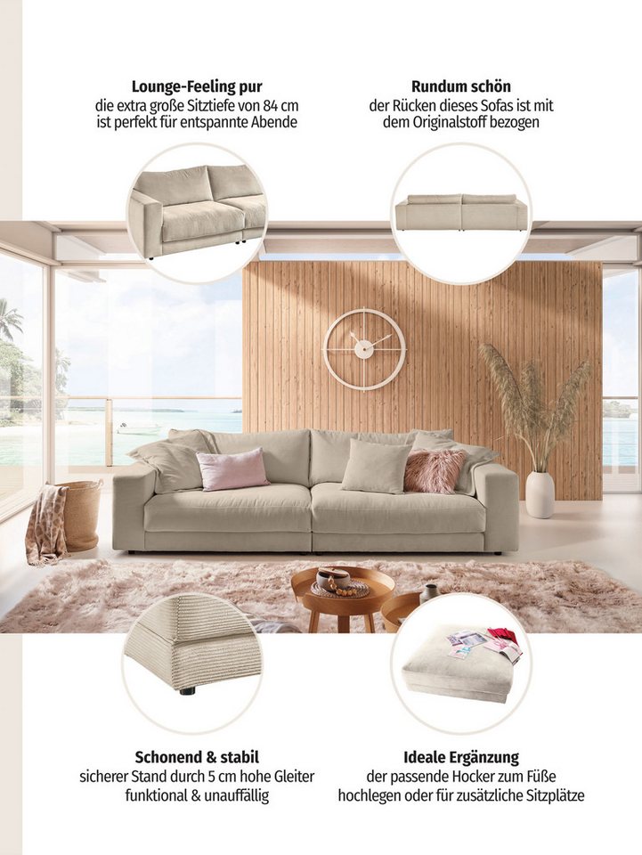 Home affaire Big-Sofa Enisa, bequeme, legere Polsterung B/T/H: 290/127/85 cm, Mega Sofa, Zeitloses und stylisches Loungemöbel, in Fein- und Breitcord – Bild 3 von 5