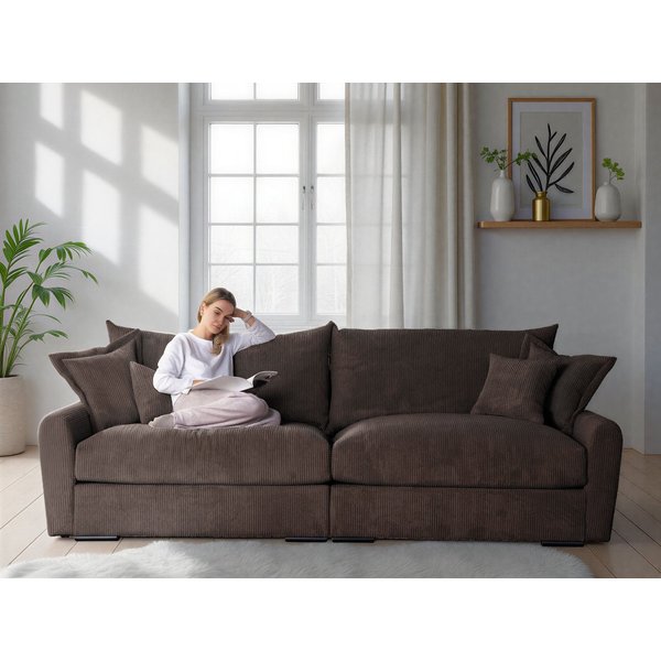 Home affaire Big-Sofa Finca XL, B: 190 cm, 4 Zierkissen, Mega-Sofa, in Cord oder Chenille-Struktur, Federkern