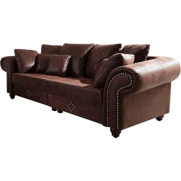 Home affaire Big-Sofa King George Mega Sofa, viel Platz, Federkern, Ziernägel