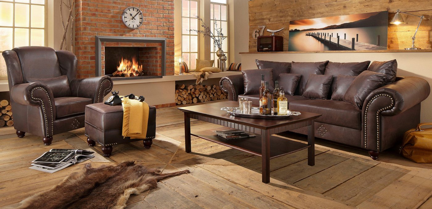 Home affaire Big-Sofa King George Mega Sofa, viel Platz, Federkern, Ziernägel – Bild 2 von 5