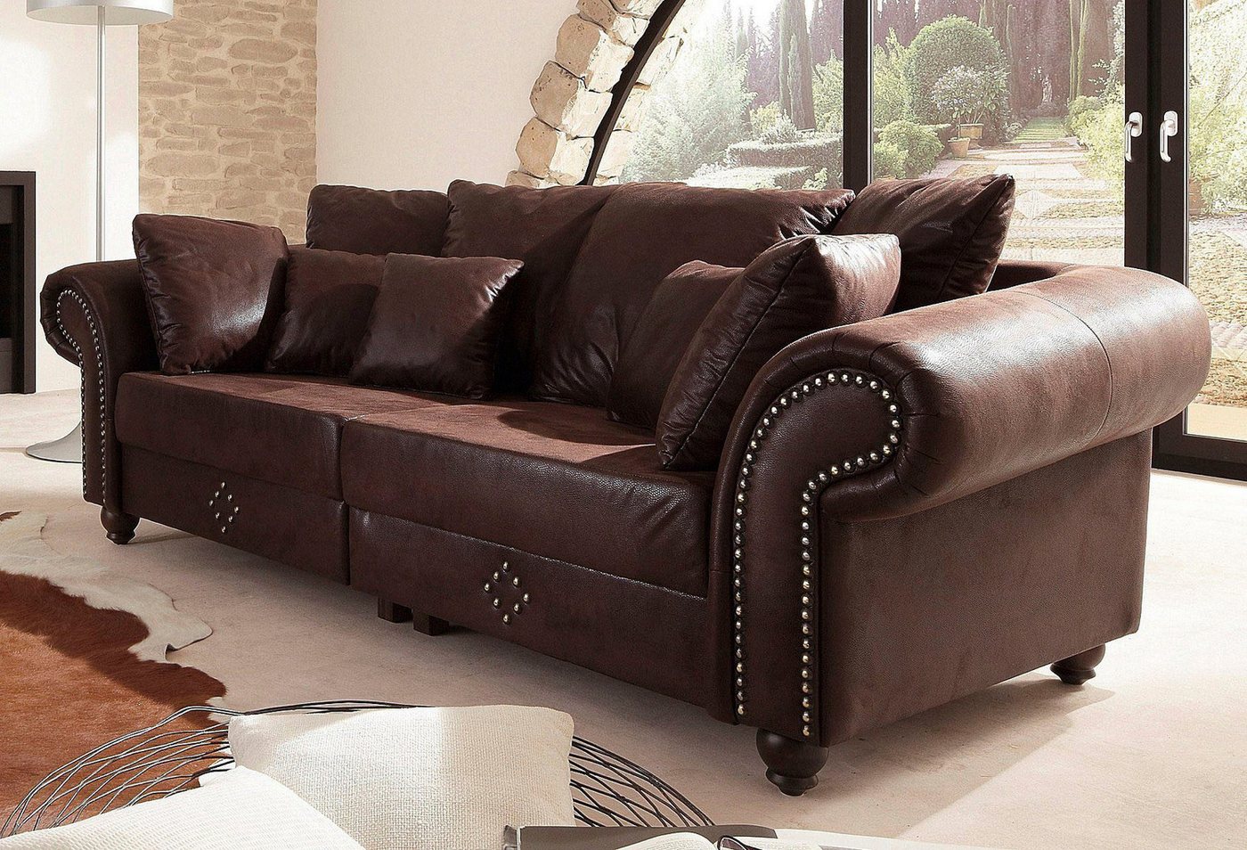 Home affaire Big-Sofa King George Mega Sofa, viel Platz, Federkern, Ziernägel – Bild 5 von 5