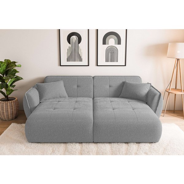 Home affaire Big-Sofa MIRELDA Design-Sofa mit Steppungen, extra tief, Breite 251 cm, Sitztiefe 123cm, elegant und bequem, 2 Zierkissen, belastbar bis 480kg