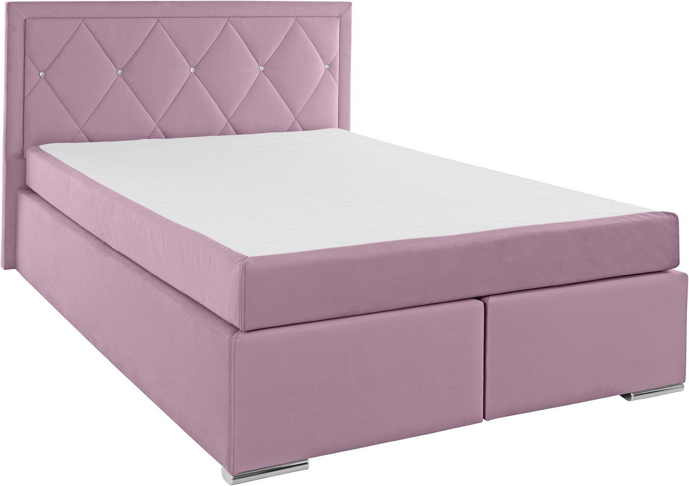 Home affaire Boxbett ALFIE, Polsterbett wahlweise mit Bettkasten, Samtvelours-Bezug (mit PUR-Schaumtopper (H2), Kaltschaumtopper (H3) oder Viscotopper (H4), mit – Bild 2 von 5
