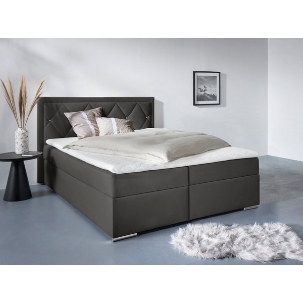 Home affaire Boxbett ALFIE, Polsterbett wahlweise mit Bettkasten, Samtvelours-Bezug (mit PUR-Schaumtopper (H2), Kaltschaumtopper (H3) oder Viscotopper (H4), mit