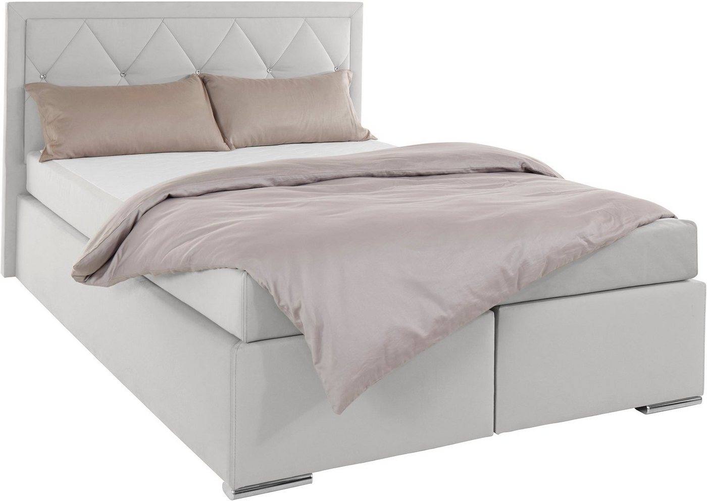 Home affaire Boxbett ALFIE, Polsterbett wahlweise mit Bettkasten, Samtvelours-Bezug (mit PUR-Schaumtopper (H2), Kaltschaumtopper (H3) oder Viscotopper (H4), mit – Bild 3 von 5