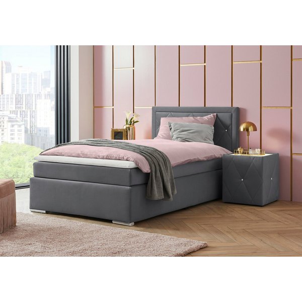 Home affaire Boxbett ALFIE, Polsterbett wahlweise mit Bettkasten, Samtvelours-Bezug (mit PUR-Schaumtopper (H2), Kaltschaumtopper (H3) oder Viscotopper (H4), mit