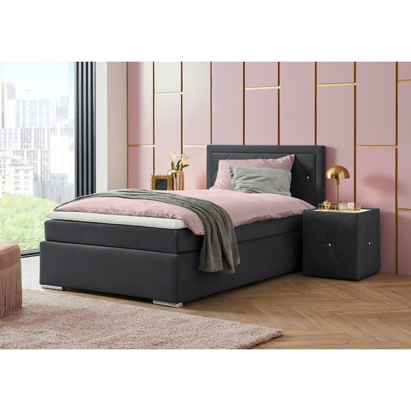 Home affaire Boxbett ALFIE, Polsterbett wahlweise mit Bettkasten, Samtvelours-Bezug (mit PUR-Schaumtopper (H2), Kaltschaumtopper (H3) oder Viscotopper (H4), mit