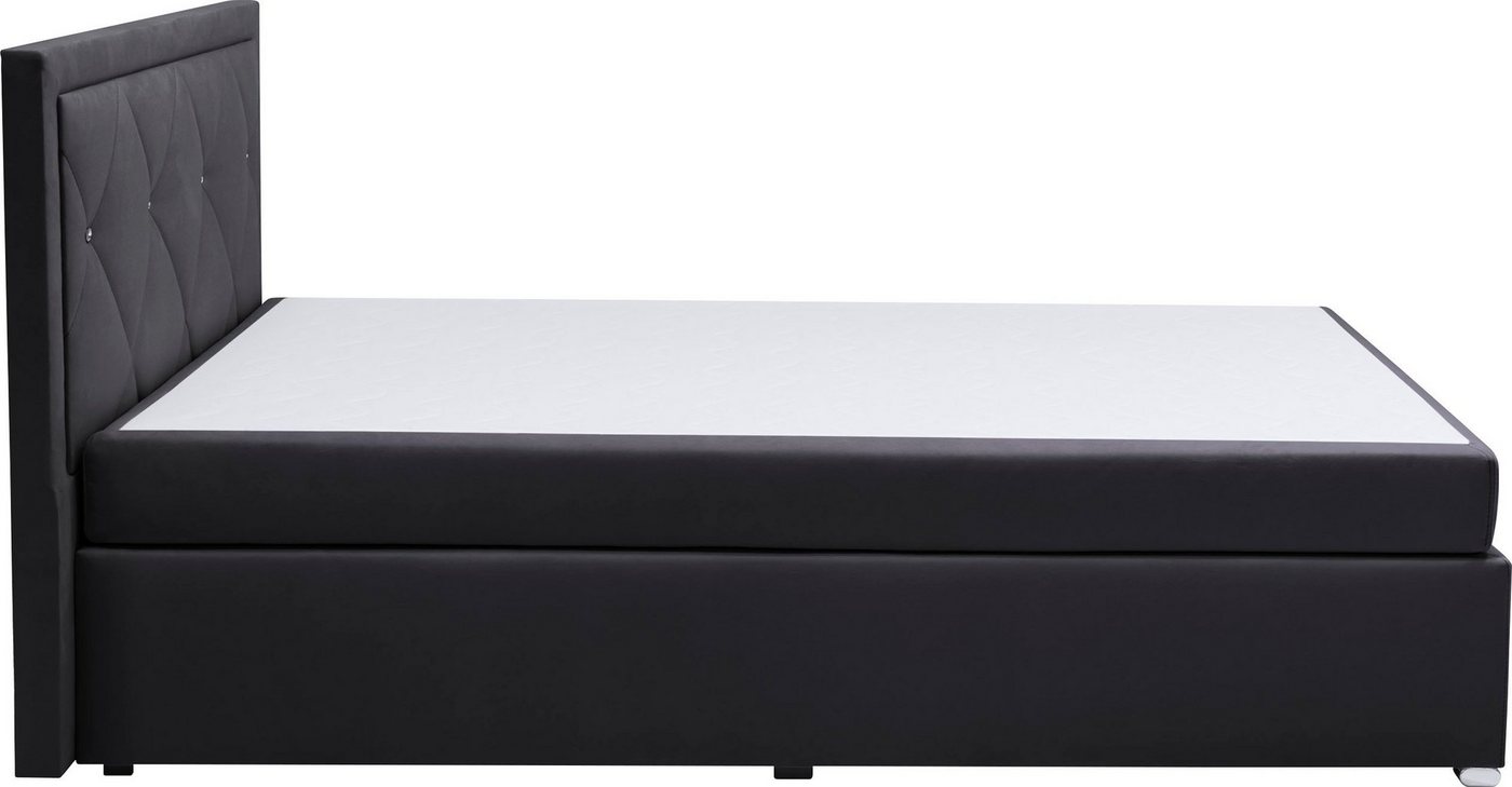 Home affaire Boxbett ALFIE, Polsterbett wahlweise mit Bettkasten, Samtvelours-Bezug (mit PUR-Schaumtopper (H2), Kaltschaumtopper (H3) oder Viscotopper (H4), mit – Bild 4 von 5