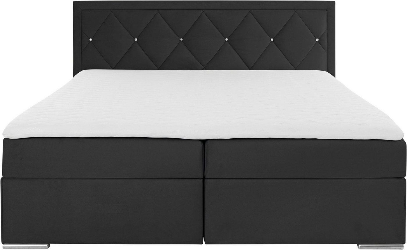 Home affaire Boxbett ALFIE, Polsterbett wahlweise mit Bettkasten, Samtvelours-Bezug (mit PUR-Schaumtopper (H2), Kaltschaumtopper (H3) oder Viscotopper (H4), mit – Bild 4 von 5
