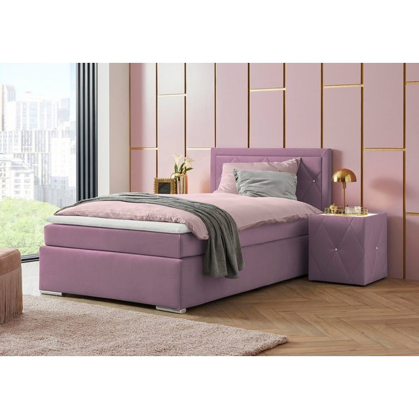 Home affaire Boxbett ALFIE, Polsterbett wahlweise mit Bettkasten, Samtvelours-Bezug (mit PUR-Schaumtopper (H2), Kaltschaumtopper (H3) oder Viscotopper (H4), mit
