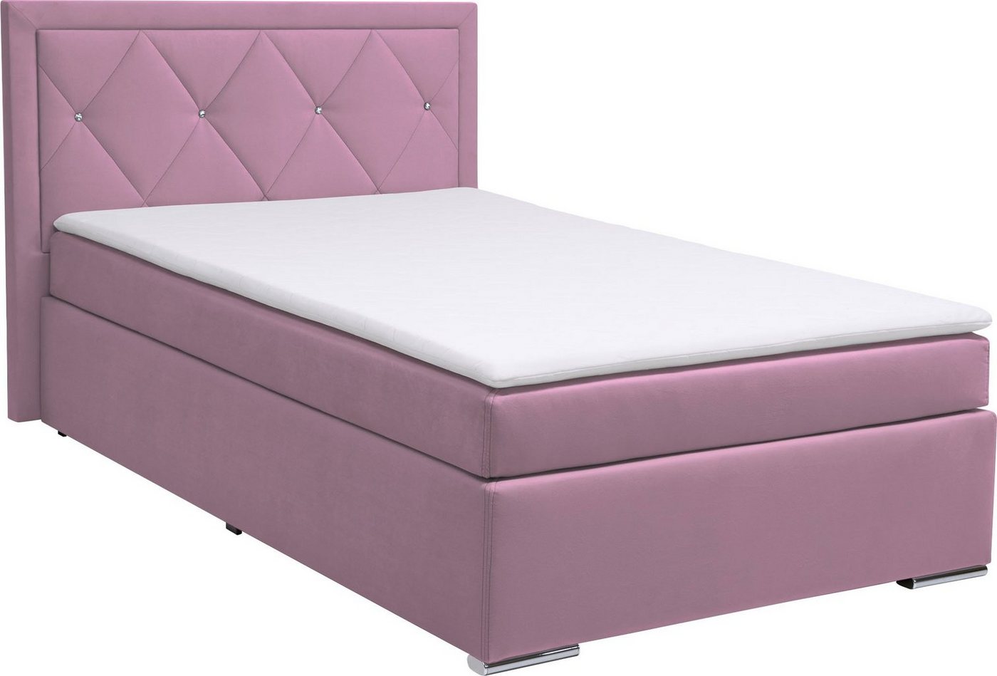 Home affaire Boxbett ALFIE, Polsterbett wahlweise mit Bettkasten, Samtvelours-Bezug (mit PUR-Schaumtopper (H2), Kaltschaumtopper (H3) oder Viscotopper (H4), mit – Bild 2 von 5