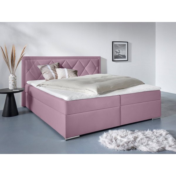 Home affaire Boxbett ALFIE, Polsterbett wahlweise mit Bettkasten, Samtvelours-Bezug (mit PUR-Schaumtopper (H2), Kaltschaumtopper (H3) oder Viscotopper (H4), mit
