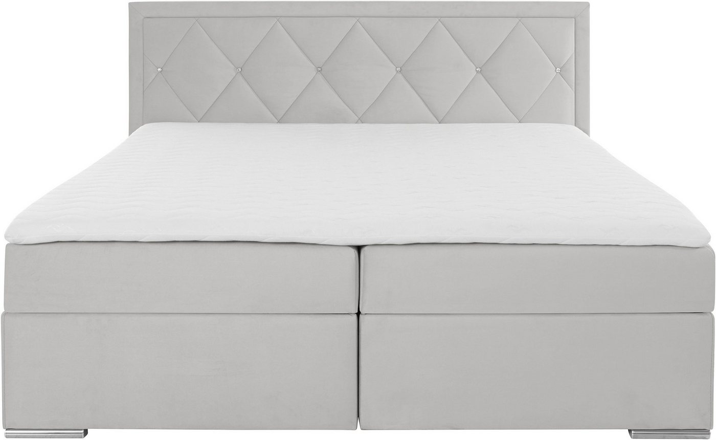 Home affaire Boxbett ALFIE, Polsterbett wahlweise mit Bettkasten, Samtvelours-Bezug (mit PUR-Schaumtopper (H2), Kaltschaumtopper (H3) oder Viscotopper (H4), mit – Bild 4 von 5