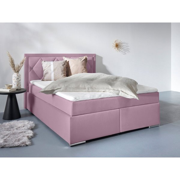 Home affaire Boxbett ALFIE, Polsterbett wahlweise mit Bettkasten, Samtvelours-Bezug (mit PUR-Schaumtopper (H2), Kaltschaumtopper (H3) oder Viscotopper (H4), mit