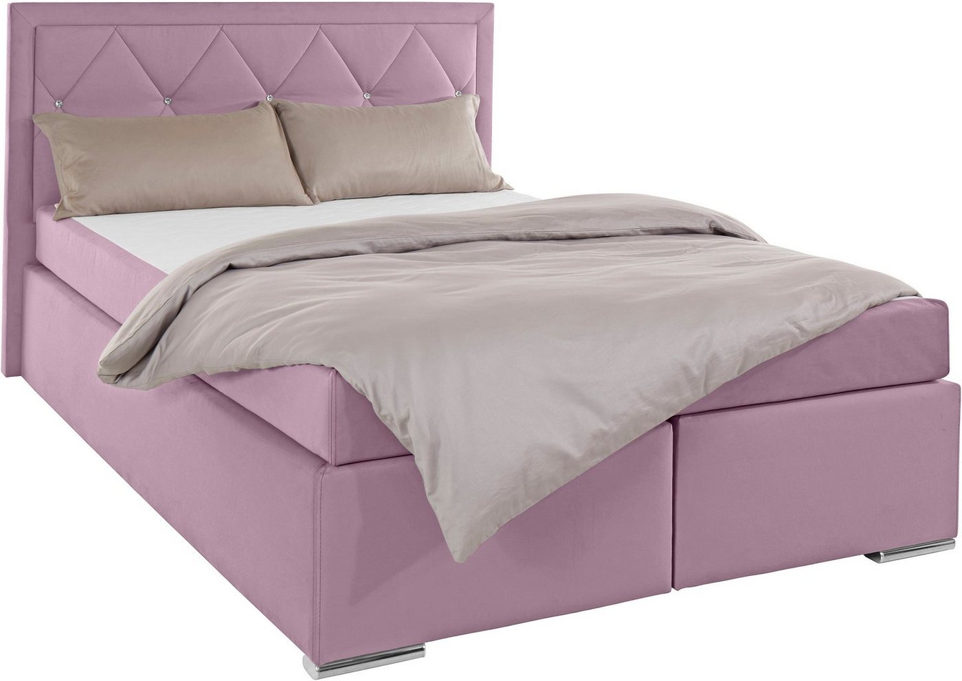 Home affaire Boxbett ALFIE, Polsterbett wahlweise mit Bettkasten, Samtvelours-Bezug (mit PUR-Schaumtopper (H2), Kaltschaumtopper (H3) oder Viscotopper (H4), mit – Bild 3 von 5