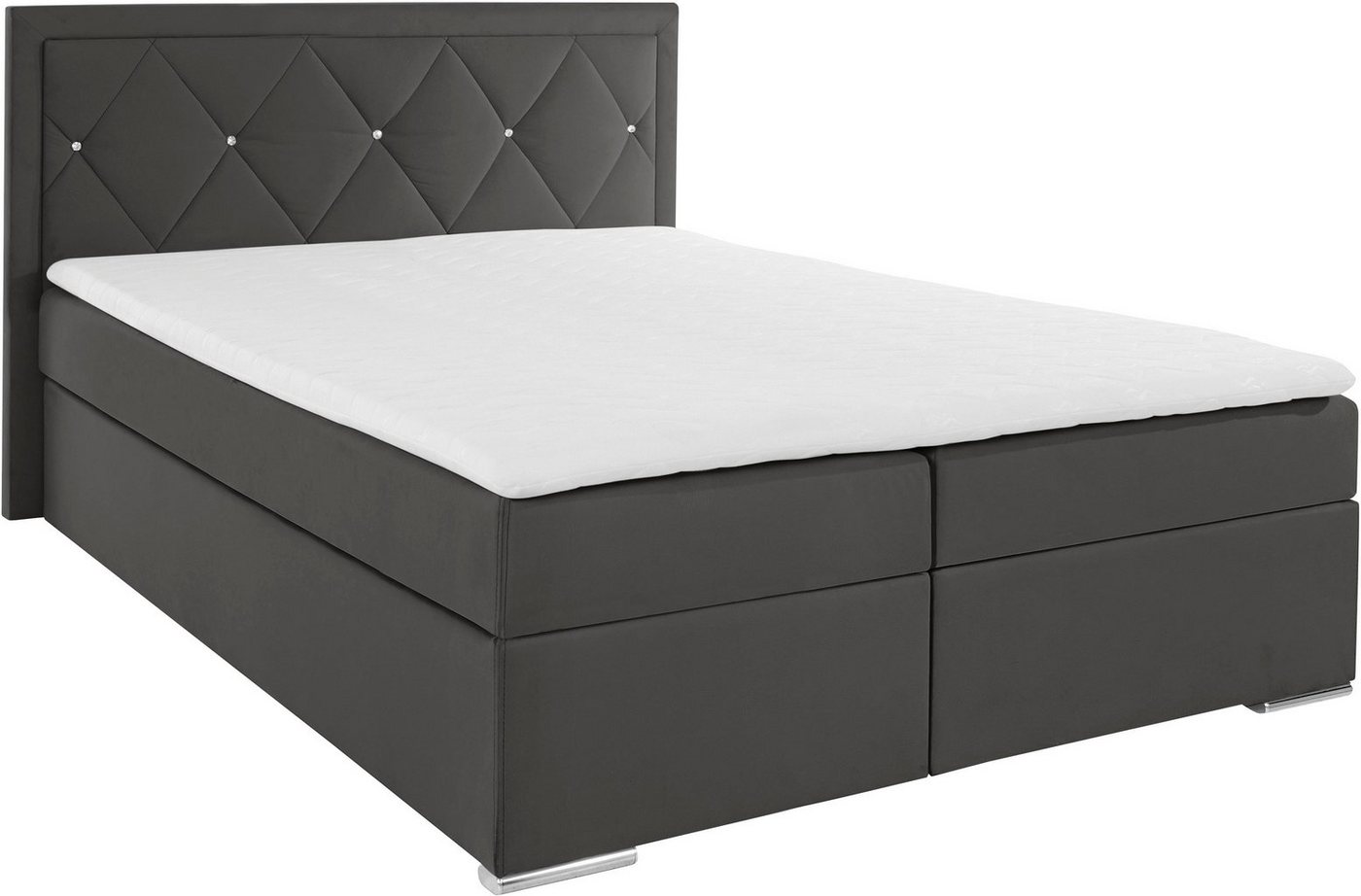 Home affaire Boxbett ALFIE, Polsterbett wahlweise mit Bettkasten, Samtvelours-Bezug (mit PUR-Schaumtopper (H2), Kaltschaumtopper (H3) oder Viscotopper (H4), mit – Bild 2 von 5