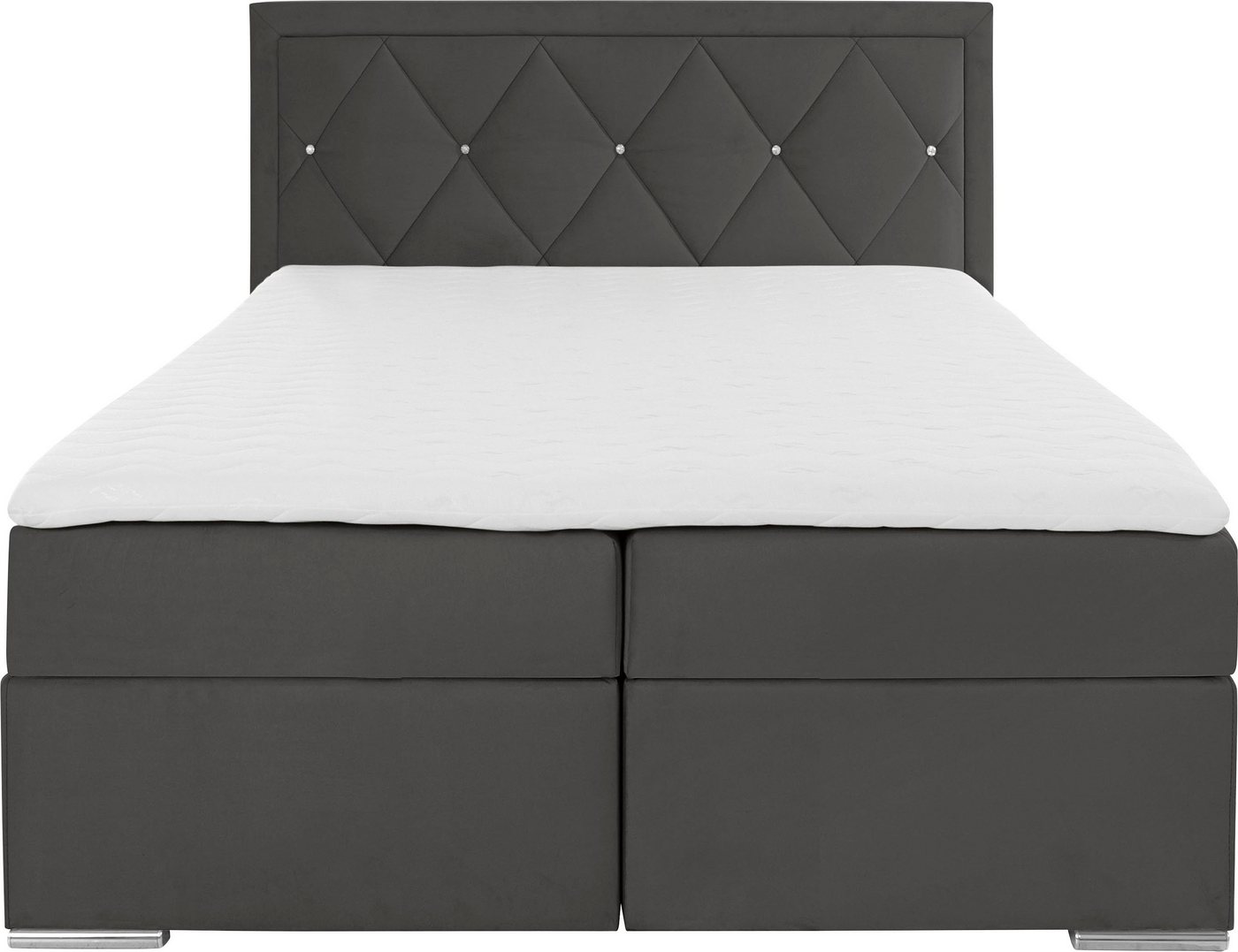 Home affaire Boxbett ALFIE, Polsterbett wahlweise mit Bettkasten, Samtvelours-Bezug (mit PUR-Schaumtopper (H2), Kaltschaumtopper (H3) oder Viscotopper (H4), mit – Bild 4 von 5