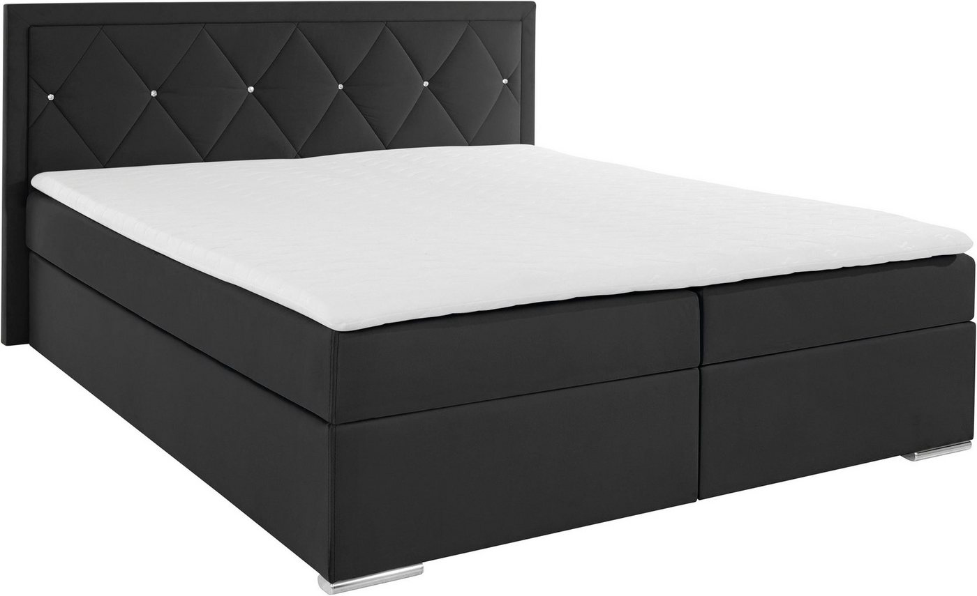 Home affaire Boxbett ALFIE, Polsterbett wahlweise mit Bettkasten, Samtvelours-Bezug (mit PUR-Schaumtopper (H2), Kaltschaumtopper (H3) oder Viscotopper (H4), mit – Bild 2 von 5