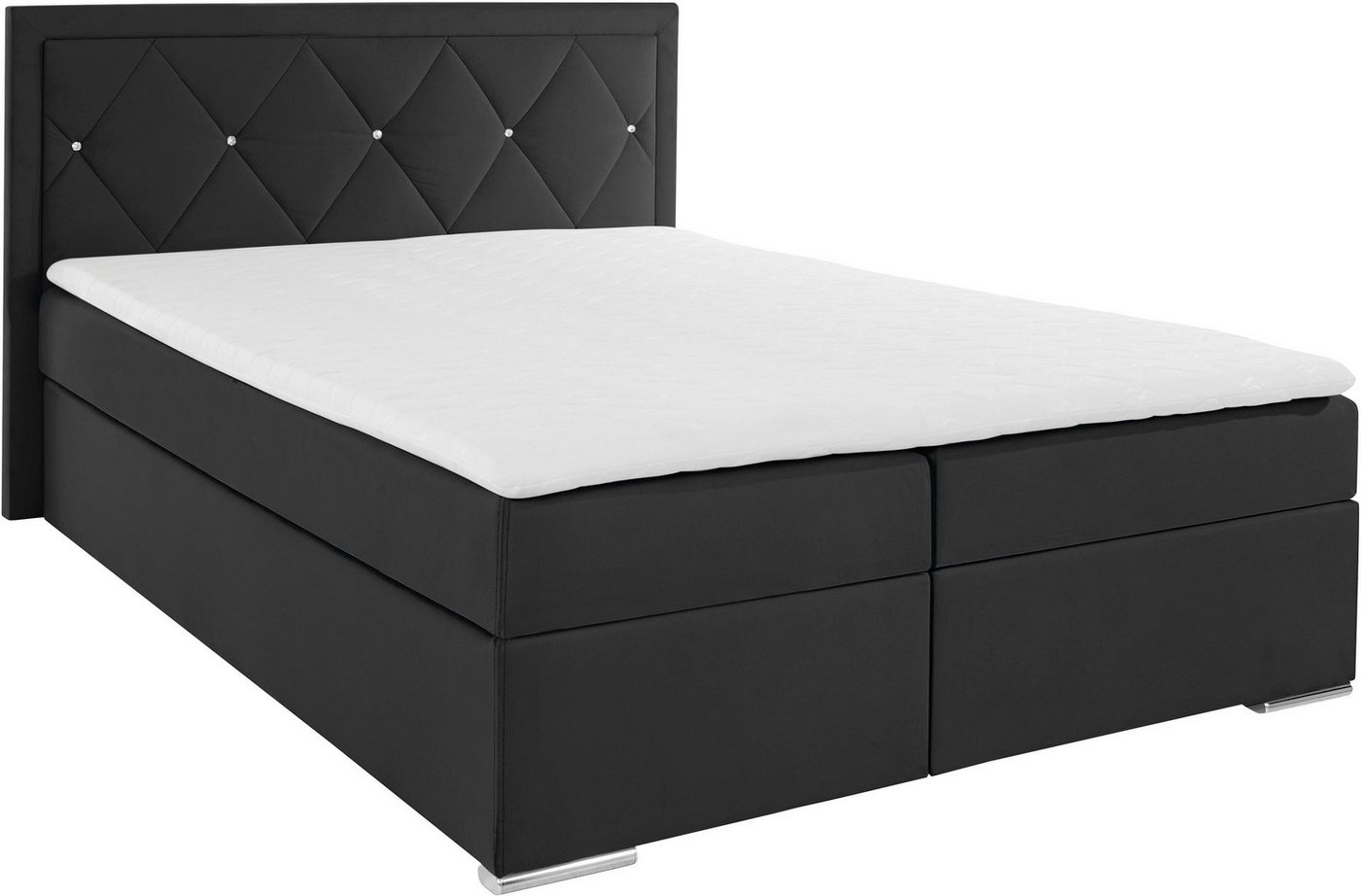 Home affaire Boxbett ALFIE, Polsterbett wahlweise mit Bettkasten, Samtvelours-Bezug (mit PUR-Schaumtopper (H2), Kaltschaumtopper (H3) oder Viscotopper (H4), mit – Bild 2 von 5