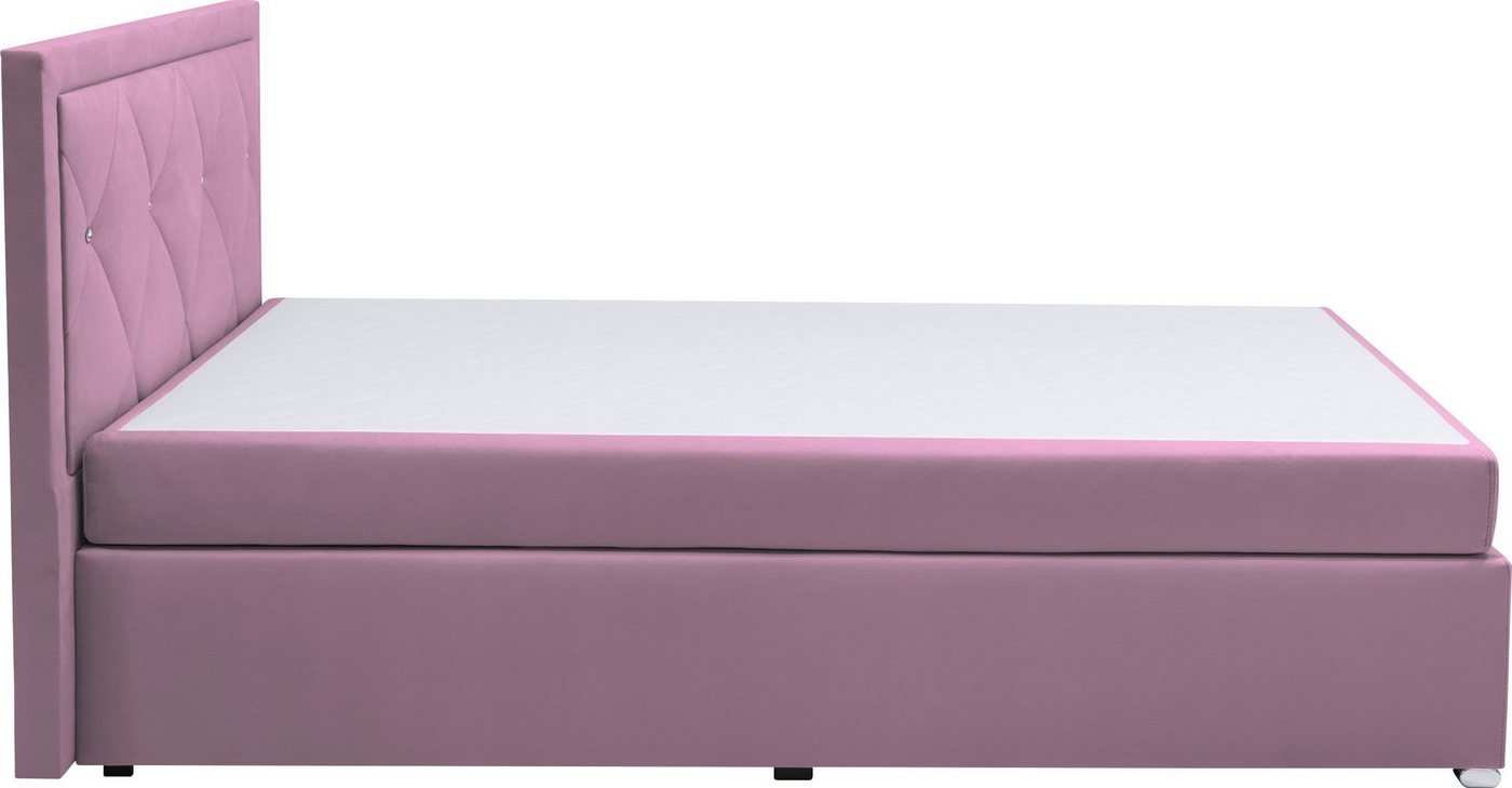 Home affaire Boxbett ALFIE, Polsterbett wahlweise mit Bettkasten, Samtvelours-Bezug (mit PUR-Schaumtopper (H2), Kaltschaumtopper (H3) oder Viscotopper (H4), mit – Bild 4 von 5