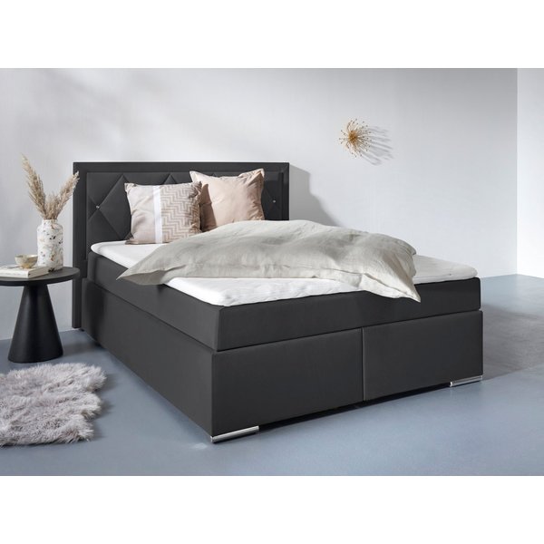 Home affaire Boxbett ALFIE, Polsterbett wahlweise mit Bettkasten, Samtvelours-Bezug (mit PUR-Schaumtopper (H2), Kaltschaumtopper (H3) oder Viscotopper (H4), mit