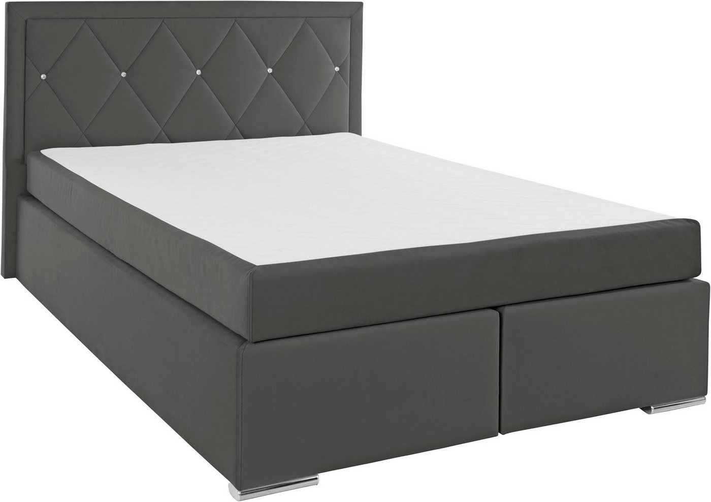 Home affaire Boxbett ALFIE, Polsterbett wahlweise mit Bettkasten, Samtvelours-Bezug (mit PUR-Schaumtopper (H2), Kaltschaumtopper (H3) oder Viscotopper (H4), mit – Bild 2 von 5