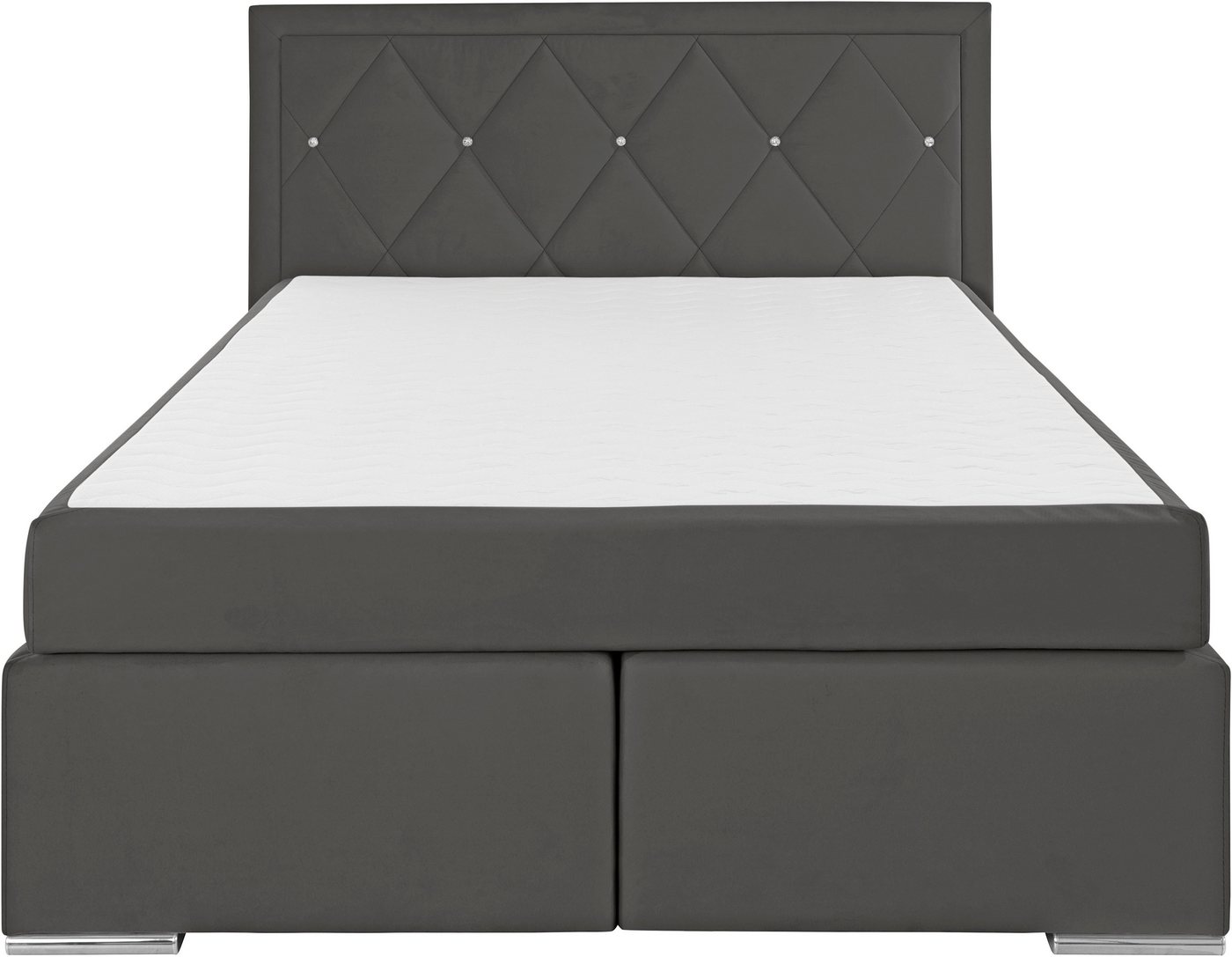 Home affaire Boxbett ALFIE, Polsterbett wahlweise mit Bettkasten, Samtvelours-Bezug (mit PUR-Schaumtopper (H2), Kaltschaumtopper (H3) oder Viscotopper (H4), mit – Bild 4 von 5