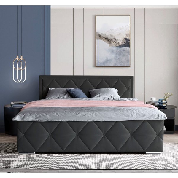 Home affaire Boxbett ALFIE, Stauraumbett mit Bettkasten, Bonnell- oder TFK-Matratze H2-H4 (mit Knopfsteppung oder Strasssteinen), inkl. Topper, Samtvelours-Stof
