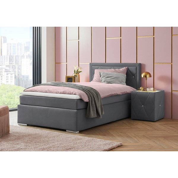 Home affaire Boxbett ALFIE, Polsterbett wahlweise mit Bettkasten, Samtvelours-Bezug (mit PUR-Schaumtopper (H2), Kaltschaumtopper (H3) oder Viscotopper (H4), mit
