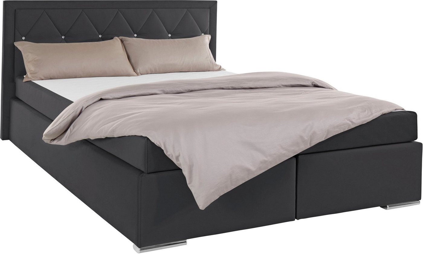 Home affaire Boxbett ALFIE, Polsterbett wahlweise mit Bettkasten, Samtvelours-Bezug (mit PUR-Schaumtopper (H2), Kaltschaumtopper (H3) oder Viscotopper (H4), mit – Bild 3 von 5