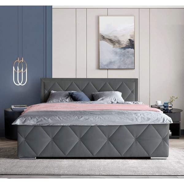 Home affaire Boxbett ALFIE, Stauraumbett mit Bettkasten, Bonnell- oder TFK-Matratze H2-H4 (mit Knopfsteppung oder Strasssteinen), inkl. Topper, Samtvelours-Stof