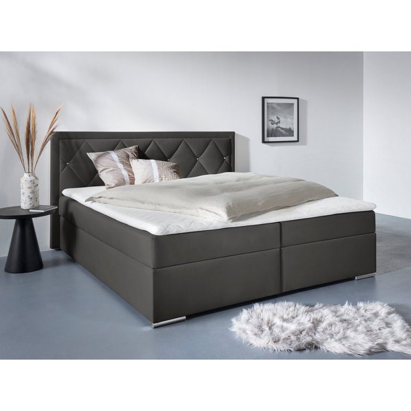 Home affaire Boxbett ALFIE, Polsterbett wahlweise mit Bettkasten, Samtvelours-Bezug (mit PUR-Schaumtopper (H2), Kaltschaumtopper (H3) oder Viscotopper (H4), mit