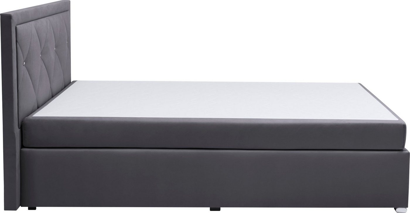 Home affaire Boxbett ALFIE, Polsterbett wahlweise mit Bettkasten, Samtvelours-Bezug (mit PUR-Schaumtopper (H2), Kaltschaumtopper (H3) oder Viscotopper (H4), mit – Bild 4 von 5