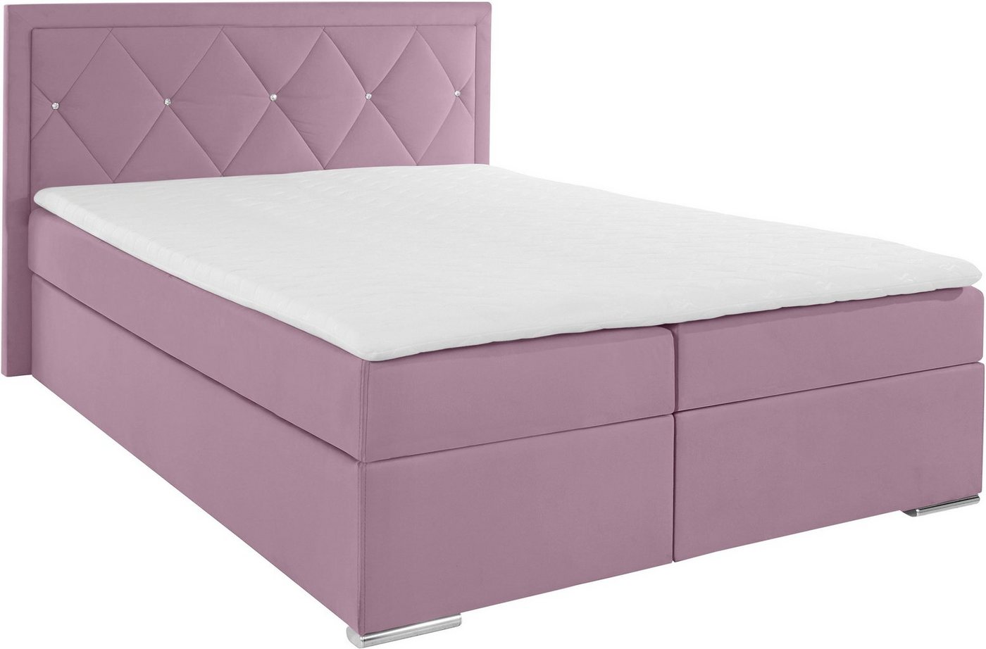 Home affaire Boxbett ALFIE, Polsterbett wahlweise mit Bettkasten, Samtvelours-Bezug (mit PUR-Schaumtopper (H2), Kaltschaumtopper (H3) oder Viscotopper (H4), mit – Bild 2 von 5