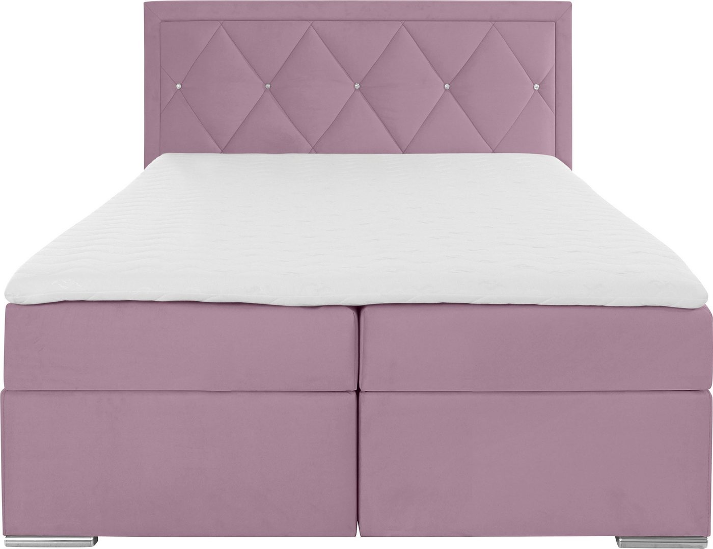 Home affaire Boxbett ALFIE, Polsterbett wahlweise mit Bettkasten, Samtvelours-Bezug (mit PUR-Schaumtopper (H2), Kaltschaumtopper (H3) oder Viscotopper (H4), mit – Bild 4 von 5