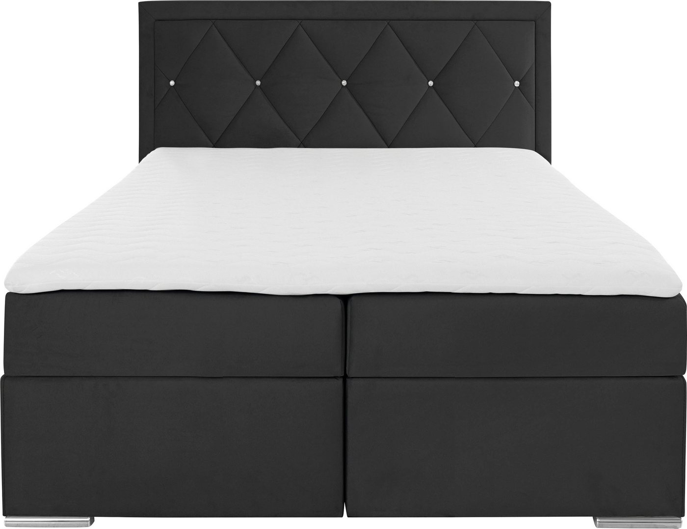 Home affaire Boxbett ALFIE, Polsterbett wahlweise mit Bettkasten, Samtvelours-Bezug (mit PUR-Schaumtopper (H2), Kaltschaumtopper (H3) oder Viscotopper (H4), mit – Bild 4 von 5