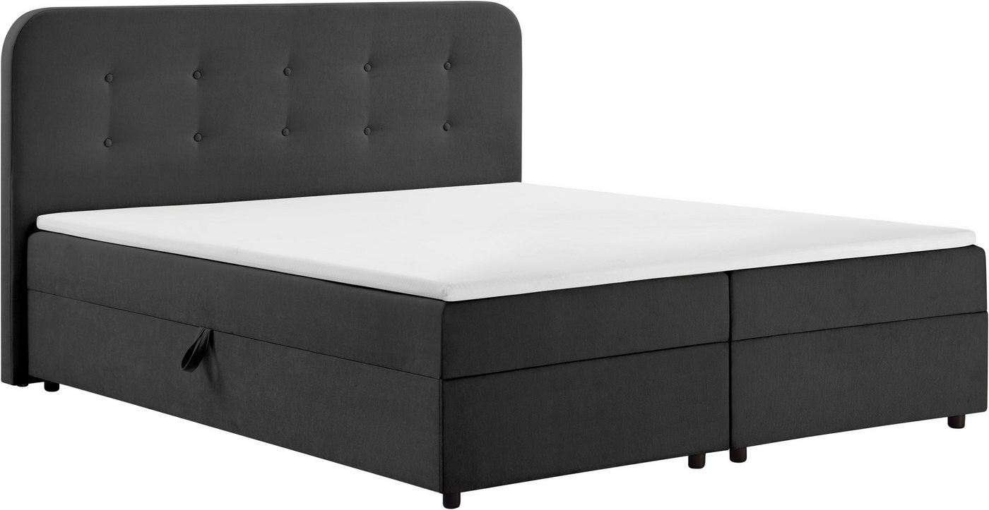 Home affaire Boxbett AMRUM, Polsterbett mit Bettkasten, inkl. Taschenfederkernmatratze H3, mit Kaltschaumtopper, Chenille-Bezug, 120x200 & 180x200 cm – Bild 2 von 5