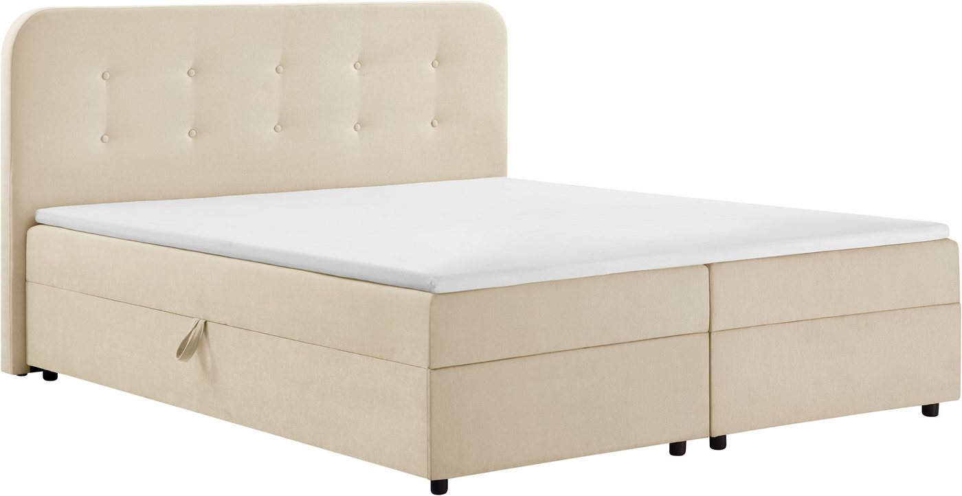 Home affaire Boxbett AMRUM, Polsterbett mit Bettkasten, inkl. Taschenfederkernmatratze H3, mit Kaltschaumtopper, Chenille-Bezug, 120x200 & 180x200 cm – Bild 2 von 5