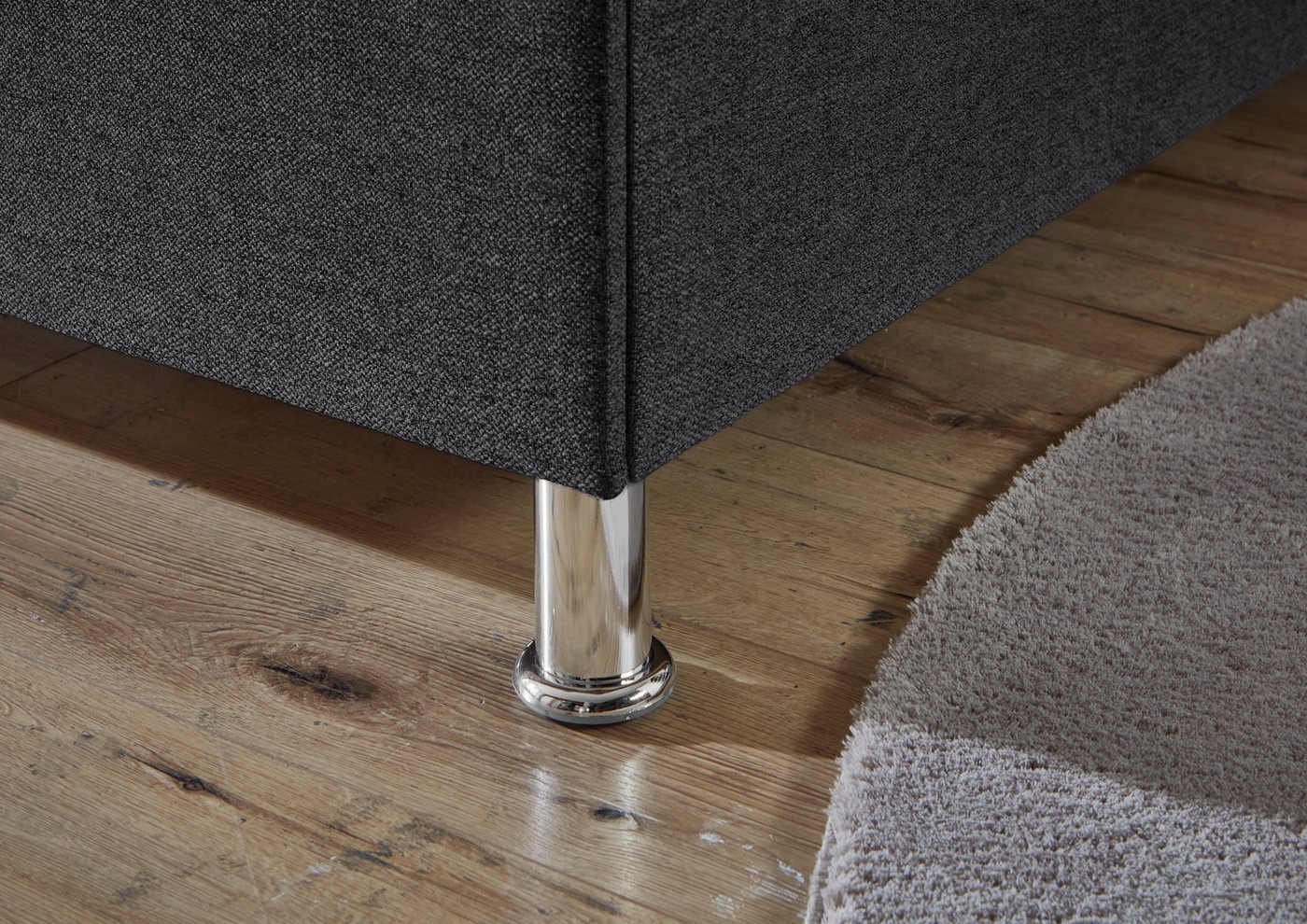 Home affaire Boxbett ESCALON, Polsterbett mit Bettkasten, inkl. Taschenfederkernmatratze H3, mit Anti-Slip-Topper, Strukturstoff-Bezug, Liegefläche 120x200 cm – Bild 4 von 5