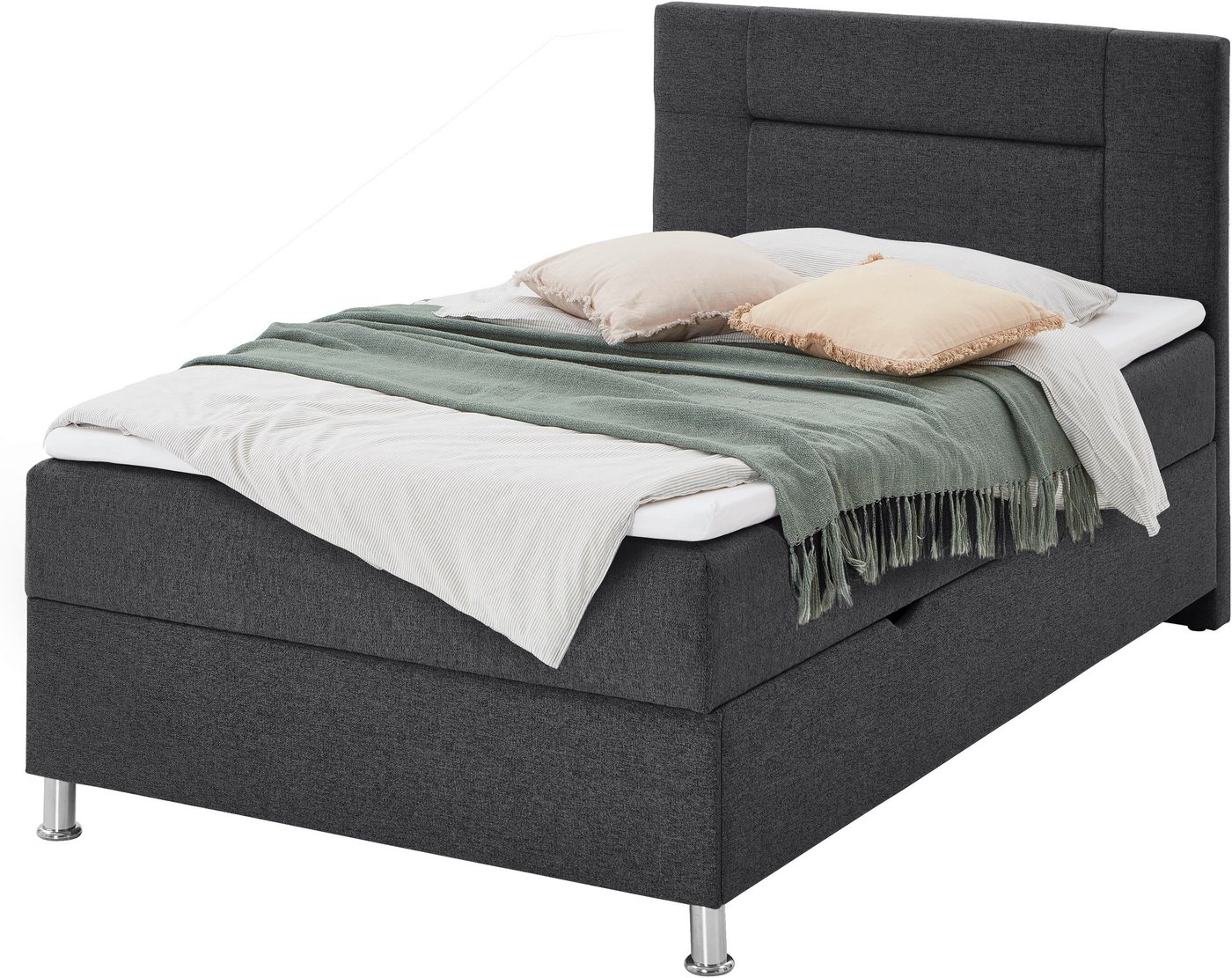 Home affaire Boxbett ESCALON, Polsterbett mit Bettkasten, inkl. Taschenfederkernmatratze H3, mit Anti-Slip-Topper, Strukturstoff-Bezug, Liegefläche 120x200 cm – Bild 5 von 5