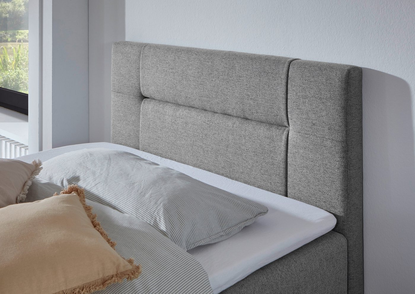 Home affaire Boxbett ESCALON, Polsterbett mit Bettkasten, inkl. Taschenfederkernmatratze H3, mit Anti-Slip-Topper, Strukturstoff-Bezug, Liegefläche 120x200 cm – Bild 4 von 5