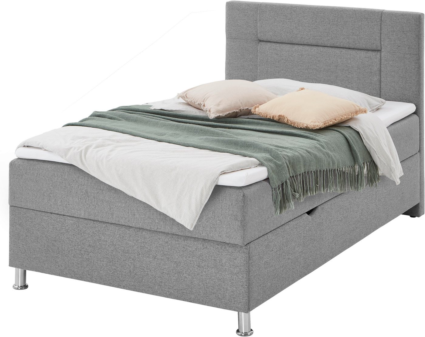 Home affaire Boxbett ESCALON, Polsterbett mit Bettkasten, inkl. Taschenfederkernmatratze H3, mit Anti-Slip-Topper, Strukturstoff-Bezug, Liegefläche 120x200 cm – Bild 5 von 5